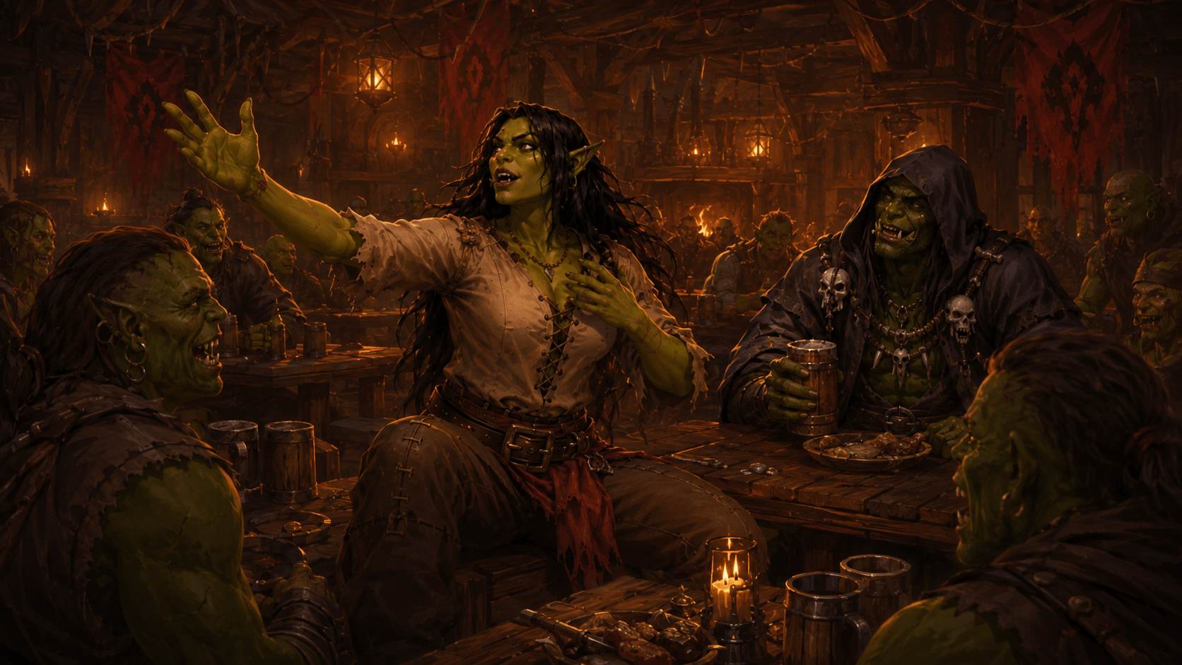 Niismo et ses compagnons dans une taverne d’Orgrimmar