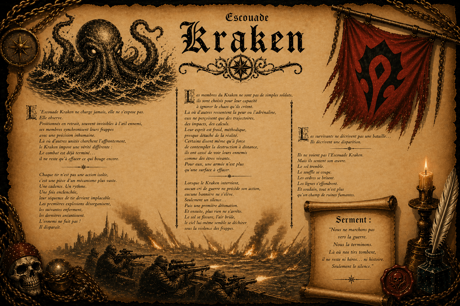 Le serment du Kraken : ne pas chercher la gloire, mais terminer la guerre avant même que l’ennemi ne comprenne qu’elle a commencé.