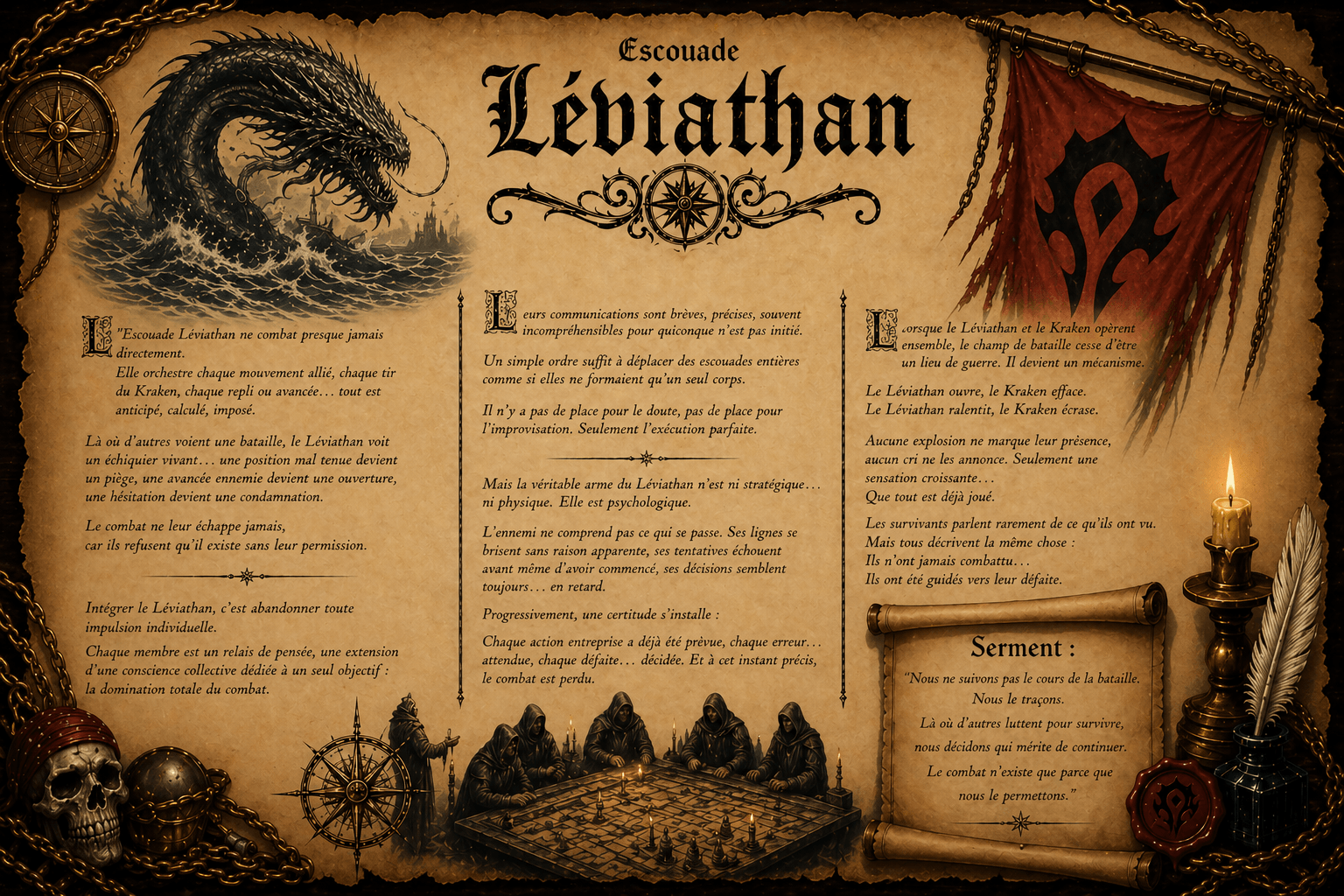 Le serment du Léviathan : contrôler le champ de bataille, imposer le rythme, et ne jamais laisser le chaos décider.